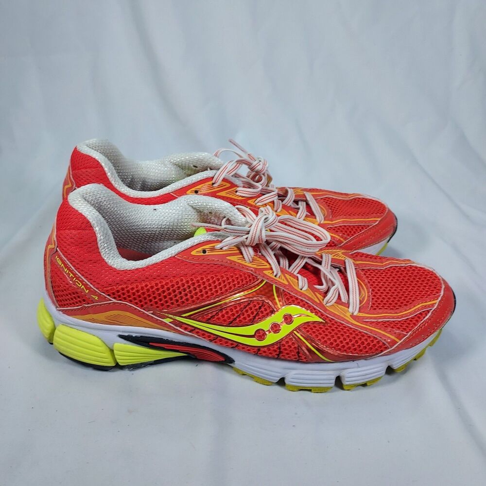 Saucony Ride 6 Womens Sz 10 Red Running Shoes Synthetic Orange Yellow